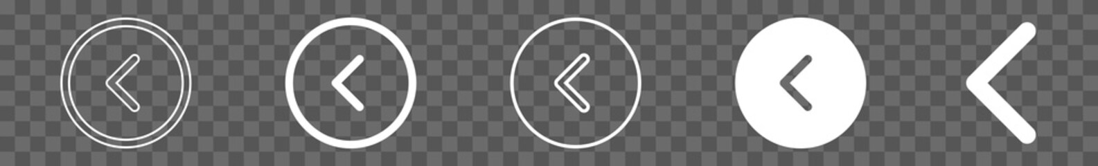 Wall Mural - back button icon circle white | previous buttons illustration | video audio player navigate symbol |