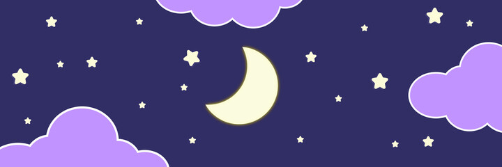 Wall Mural - abstract creative kawaii night sky and moon colorful background. soft gradient pastel comic graphic.