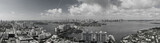 Fototapeta Nowy Jork - Black and white aerial panorama Miami Beach Biscayne Bay