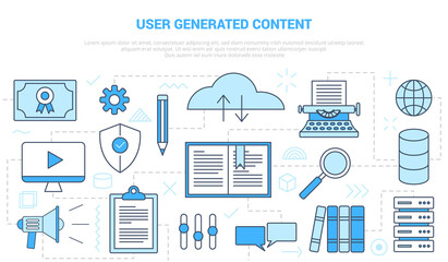 ugc user generated content concept with icon set template banner with modern blue color style