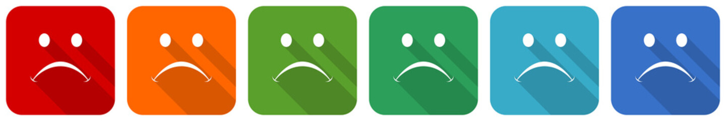 Poster - Cry icon set, flat design vector illustration in 6 colors options for webdesign and mobile applications