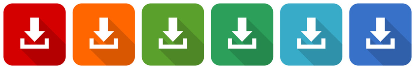 Aufkleber - Download icon set, flat design vector illustration in 6 colors options for webdesign and mobile applications