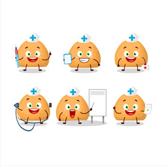 Sticker - Doctor profession emoticon with sweet cookies cartoon character