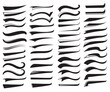 black typographic swash and swooshes tails, text tails vector set