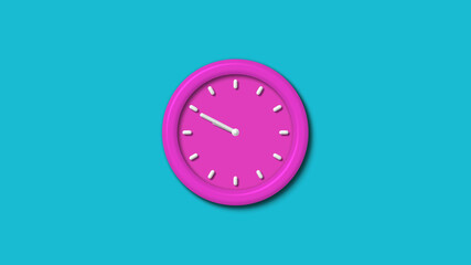 12 hours counting down 3d wall clock isolated on cyan background,wall clock isolated