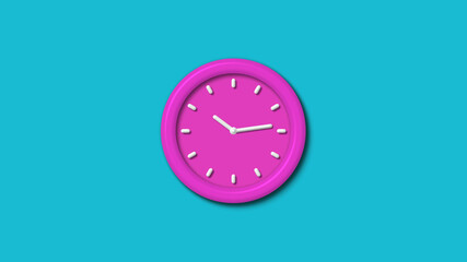 12 hours counting down 3d wall clock isolated on cyan background,wall clock isolated