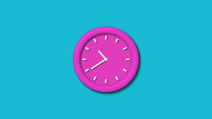 12 hours counting down 3d wall clock isolated on cyan background,wall clock isolated