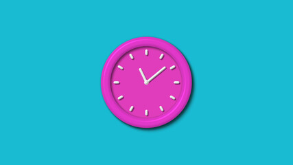 12 hours counting down 3d wall clock isolated on cyan background,wall clock isolated