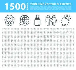 Wall Mural - set of 1500 high quality universal solid icons . isolated vector elements
