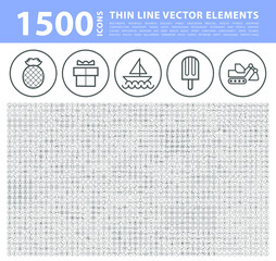 Wall Mural - set of 1500 high quality universal solid icons . isolated vector elements
