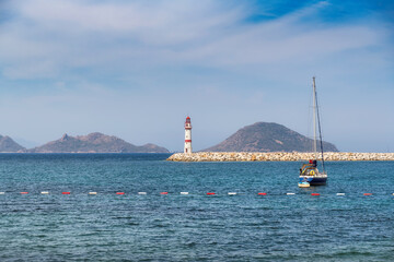 Wall Mural - Lighthouse at sunny day in Bodrum, Turkey.