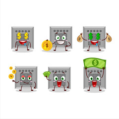 Canvas Print - Among us button task cartoon character with cute emoticon bring money