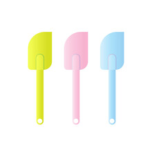 Scrapers Spatula Vector Illustration Isoalted On White Background. Soft Color. Pastel Blue, Green And Pink. 32/35