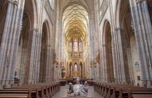 The Grand Interior Of St. Vitus Cathedral In Czech Republic