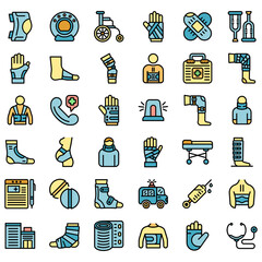 Wall Mural - Bandage icons set. Outline set of bandage vector icons thin line color flat on white