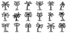 Palm Icons Set. Outline Set Of Palm Vector Icons For Web Design Isolated On White Background