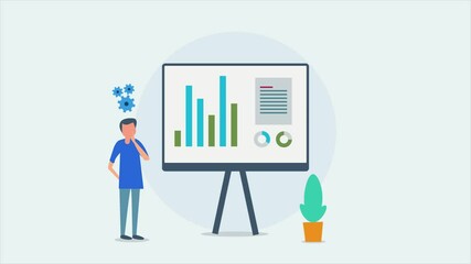 Wall Mural - problem solving. businessman thinking about business, finance, sales and start-up. analysing data , 
