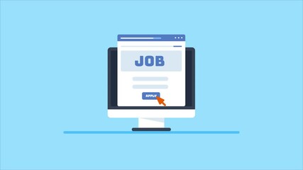 Wall Mural - applying for job online, searching career, employment on internet. job success, getting new job oppo