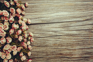 Sticker - Flowers Border Frame wiht space copy on wooden background