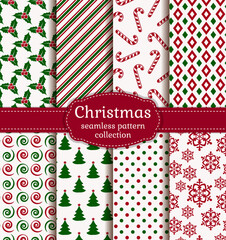 Wall Mural - Christmas seamless patterns. Vector set.