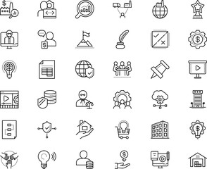 business vector icon set such as: young, bar, cost, medal, excel, property, tool, court, to, target,