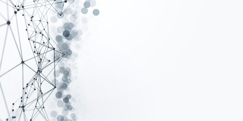 Poster - Festive banner. Molecular lattice, crystal structure. Scientific research 3D illustration. Polygonal networke and bokeh background