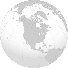 Earth Globe With Focused On North America