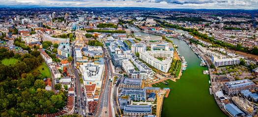 Wall Mural - Aerial panorama of the city of Bristol