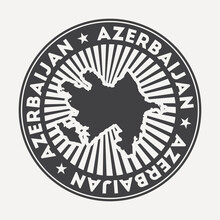 Azerbaijan Round Logo. Vintage Travel Badge With The Circular Name And Map Of Country, Vector Illustration. Can Be Used As Insignia, Logotype, Label, Sticker Or Badge Of The Azerbaijan.