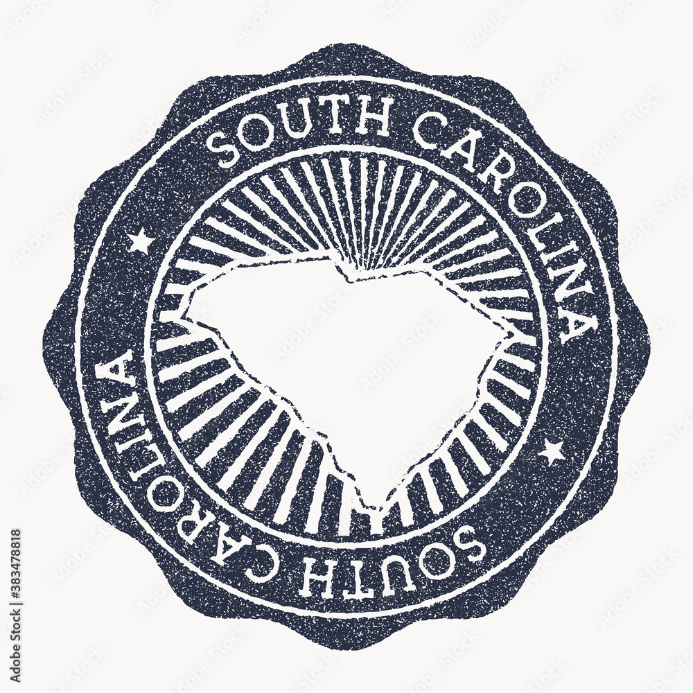South Carolina stamp. Travel rubber stamp with the name and map of US ...