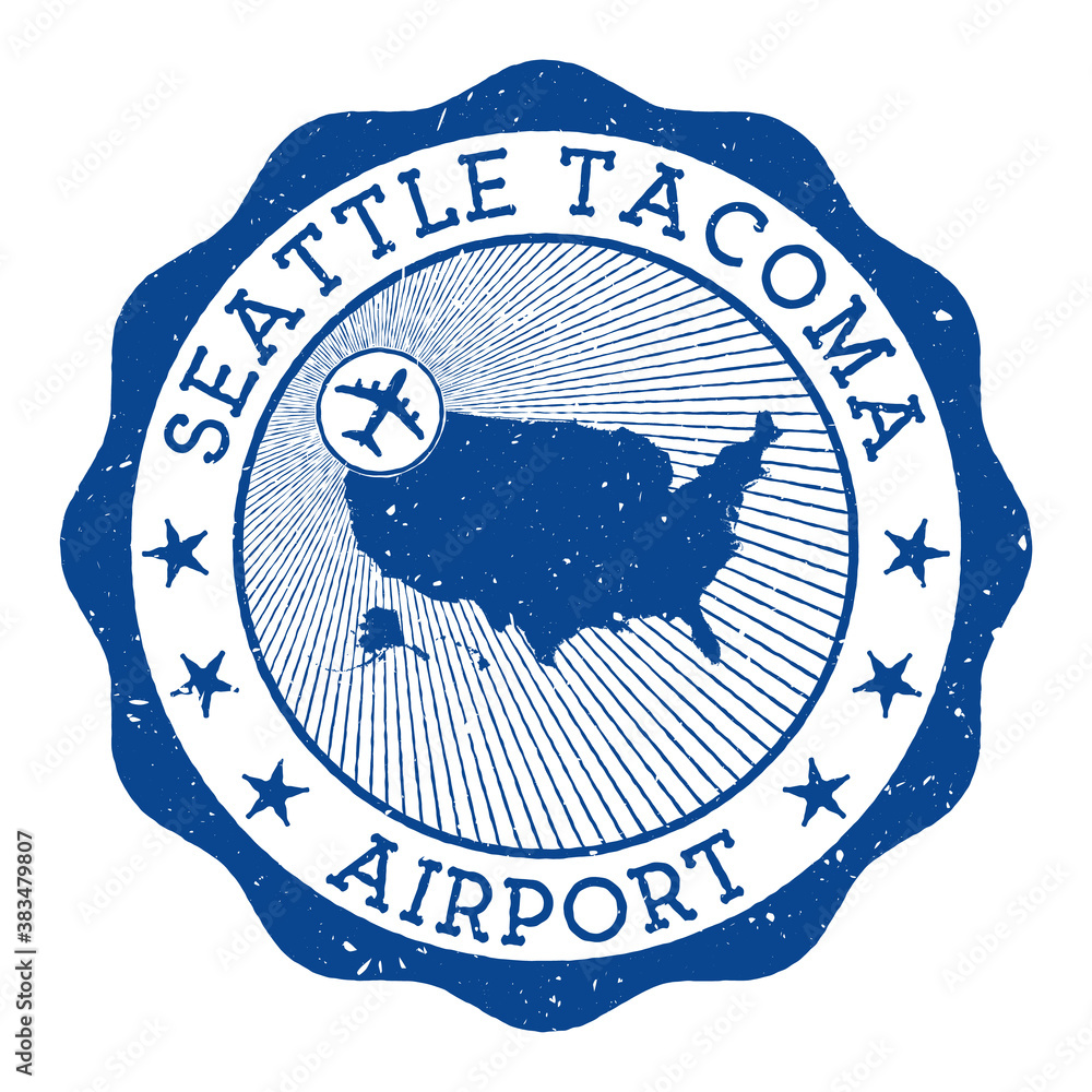 Vector de Stock Seattle Tacoma Airport stamp. Airport of Seattle round ...