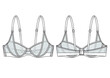 Mesh bra technical sketch. Editable lingerie flat fashion illustration