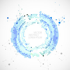 Wall Mural - halftone science background with connecting dots and lines. digital data visualization.