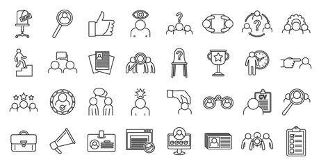 Wall Mural - Recruiter agency icons set. Outline set of recruiter agency vector icons for web design isolated on white background