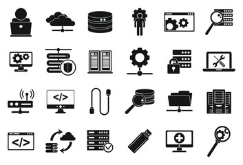 Poster - IT administrator icons set. Simple set of IT administrator vector icons for web design on white background