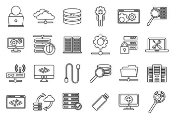 Canvas Print - Company it administrator icons set. Outline set of company it administrator vector icons for web design isolated on white background