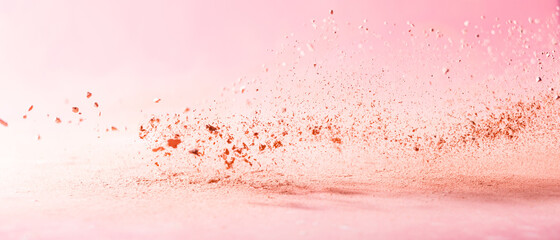 Poster - Splash of Natural Make up Tints on pink Background