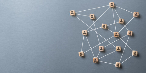 abstract social network on a metallic background with copy space