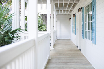 Modern white timber hampton timber style home balcony verandah porch outdoors holiday airy outdoors home white and bright