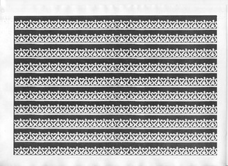 black and white ornament - stylized flowers and horses