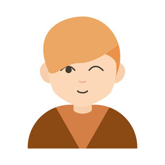 Poster - cute boy wink expression cartoon character flat icon