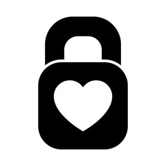 Poster - padlock with heart icon, silhouette style