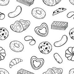 Wall Mural - seamless pattern of cookies with doodle style