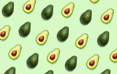 Sticker - Fresh avocado pattern on light green background