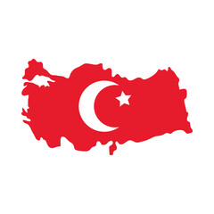 turkey country map icon, flat style