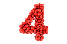 Number 4 From Red Hearts, 3D Rendering