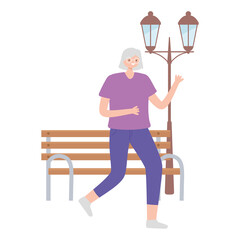 Sticker - activity seniors, mature woman with sportswear walking in the park