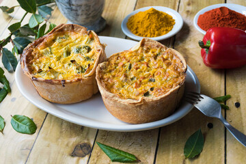 mini tarta de verduras con queso