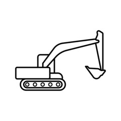 Poster - excavator icon with line or outline style. vehicle or transport icon stock on white background