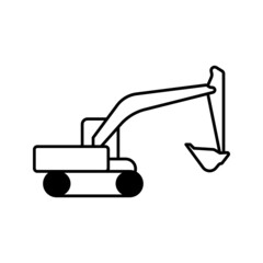 Poster - excavator icon with line or outline style. vehicle or transport icon stock on white background